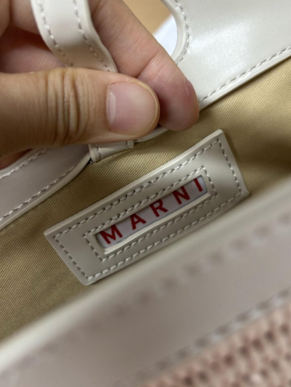 🌸Marni Pale Pink Raffia Mini Basket Bag Off-White Leather Convertible Crossbody - Picture 8 of 8